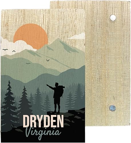 Miniatura 1 de Dryden Virginia 2" x 3" Wooden Fridge Magnet Hiking Design Camping Souvenir Single