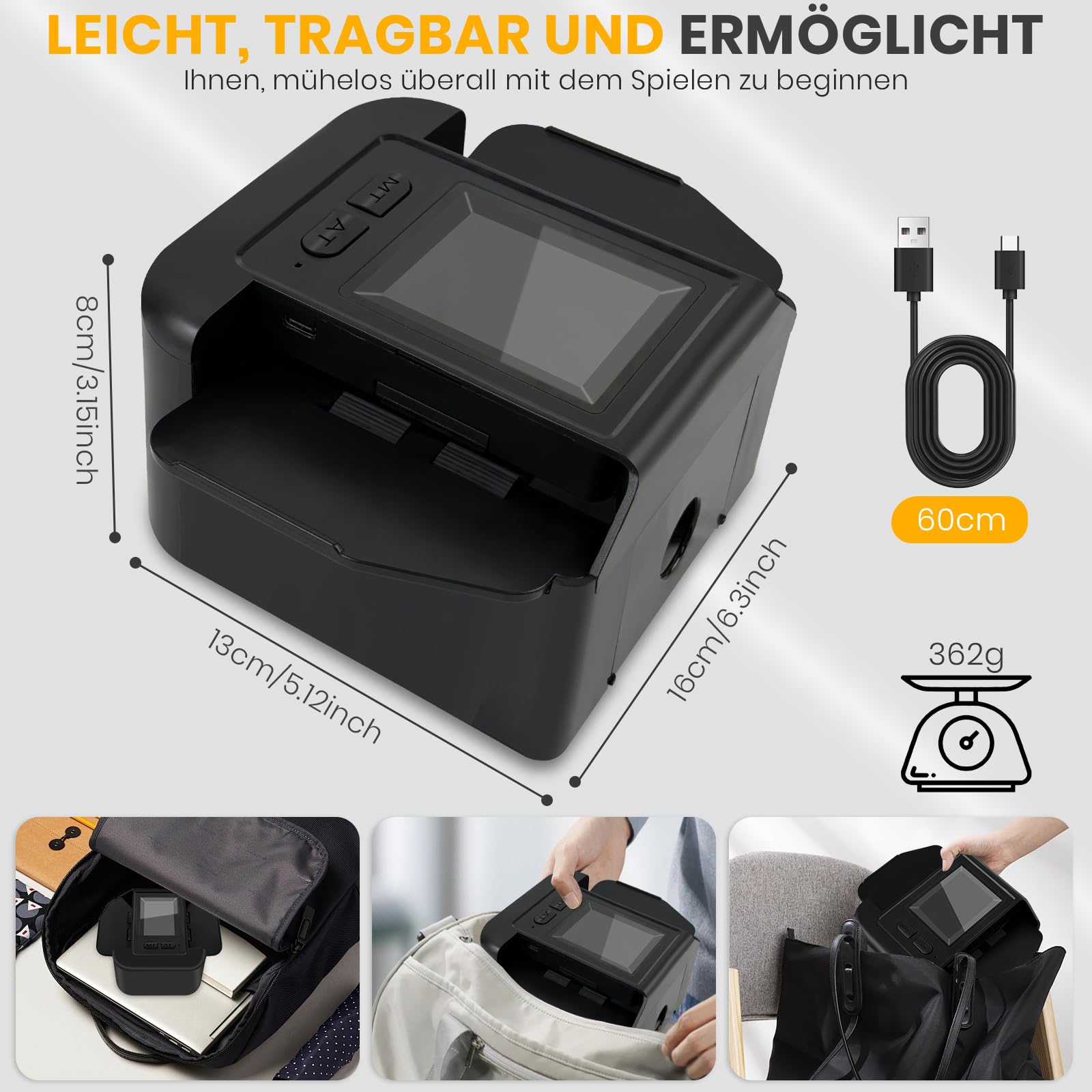 TOFFCAEA Automatischer Kartenmischer, mit 2000mAh wiederaufladbarer eingebauter Batterie für 2 Kartensätze, für Kartenspiele, Texas Hold'em, Poker, Heimkartenspiele, Blackjack (Schwarz) - 5