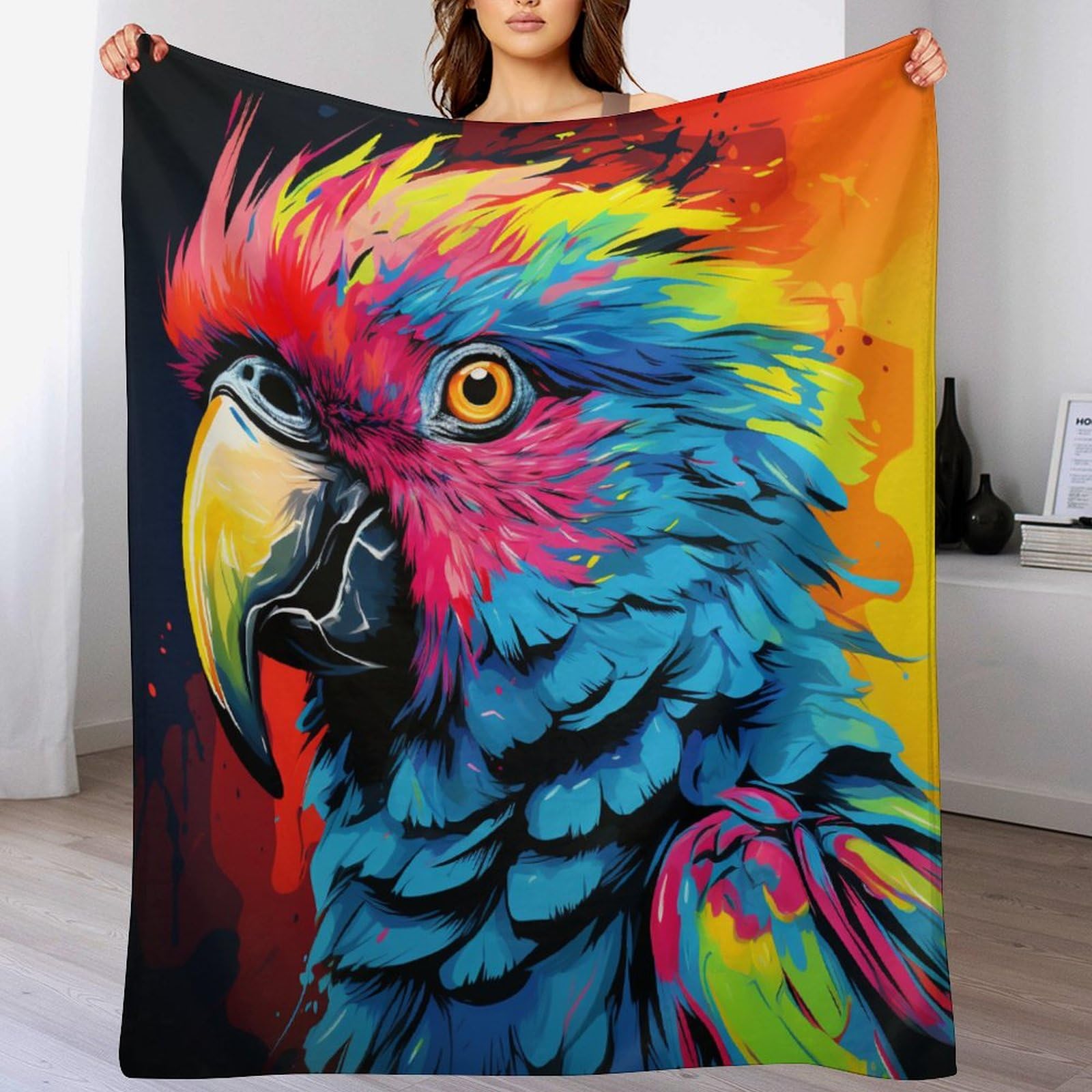Manta de franela calida Parrot de 130x180 cm para abrazos calidos en familia