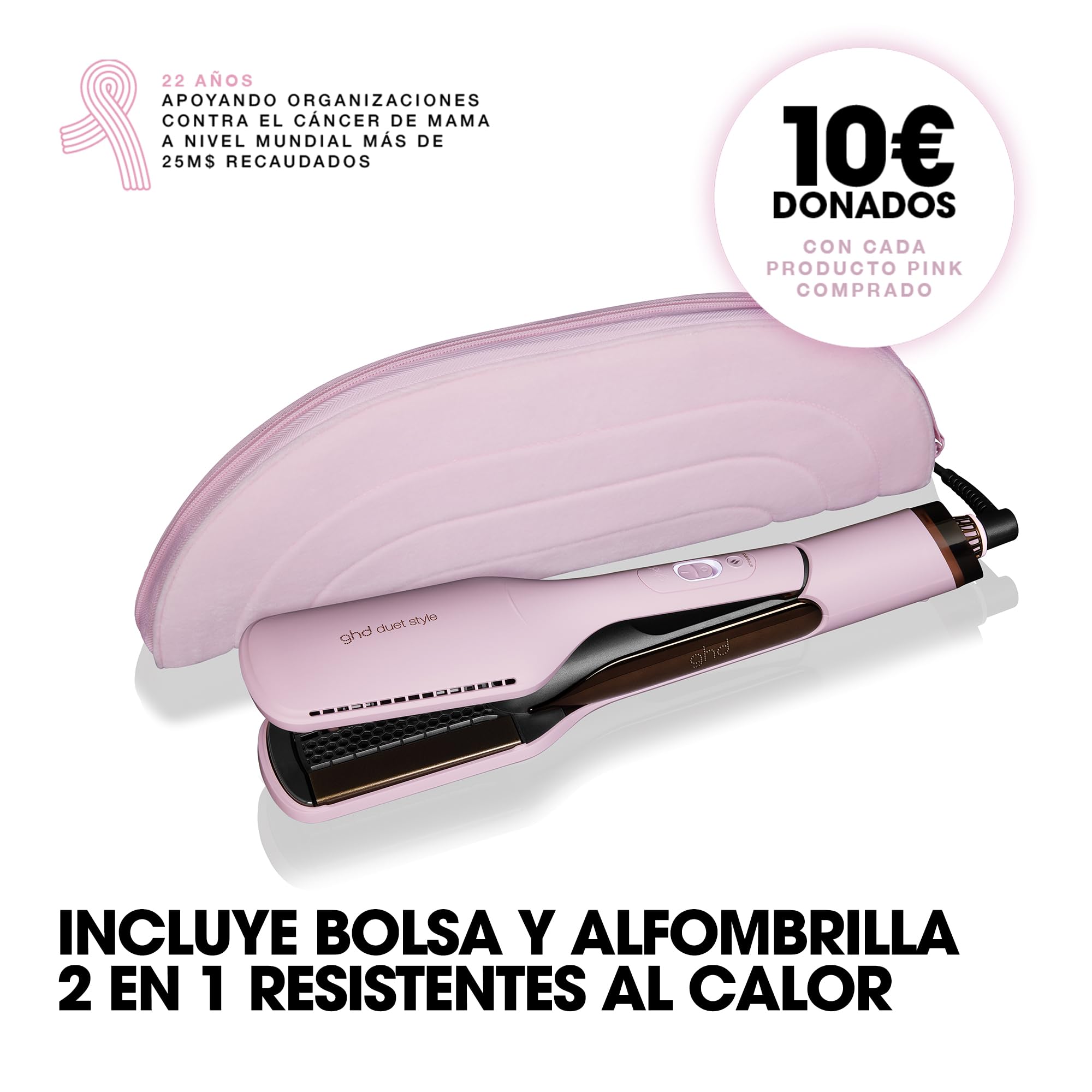 ghd Duet Style - Cepillo secador de pelo de edición limitada con sorbete rosa con funda a juego y alfombrilla resistente al calor (enchufe de la UE)
