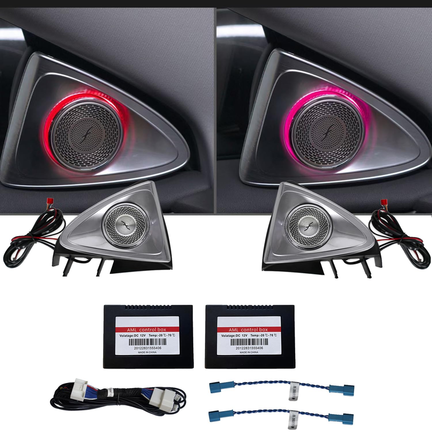 LQYTQQ Car Tweeter Speaker with LED Ambient Lighting Kit Synchronize Original car Ambient Light 4D Rotating Tweeter Speaker Replacement for Tesla Model Y 2021-2024year