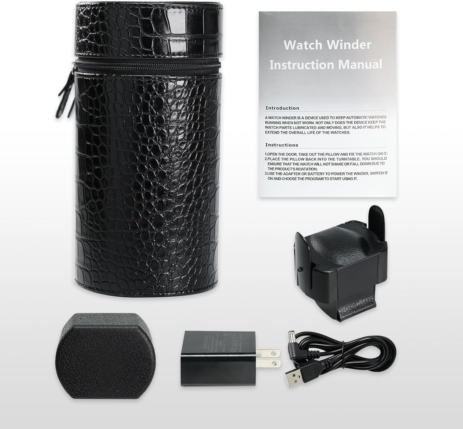 Portable Single Automatic Watch Winder, 2 Rotation Modes, Quiet Motor, Battery & AC Powered, Travel Watch Winder Box for Men & Women