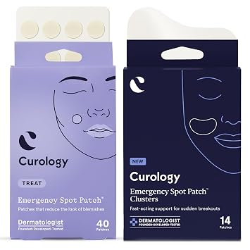 Curology Emergency Spot Pimple Patches for Face, Variety Size Bundle, 40 Small Spot & 14 Large Cluster Hydrocolloid Pimple Patches, Fast-Acting Support