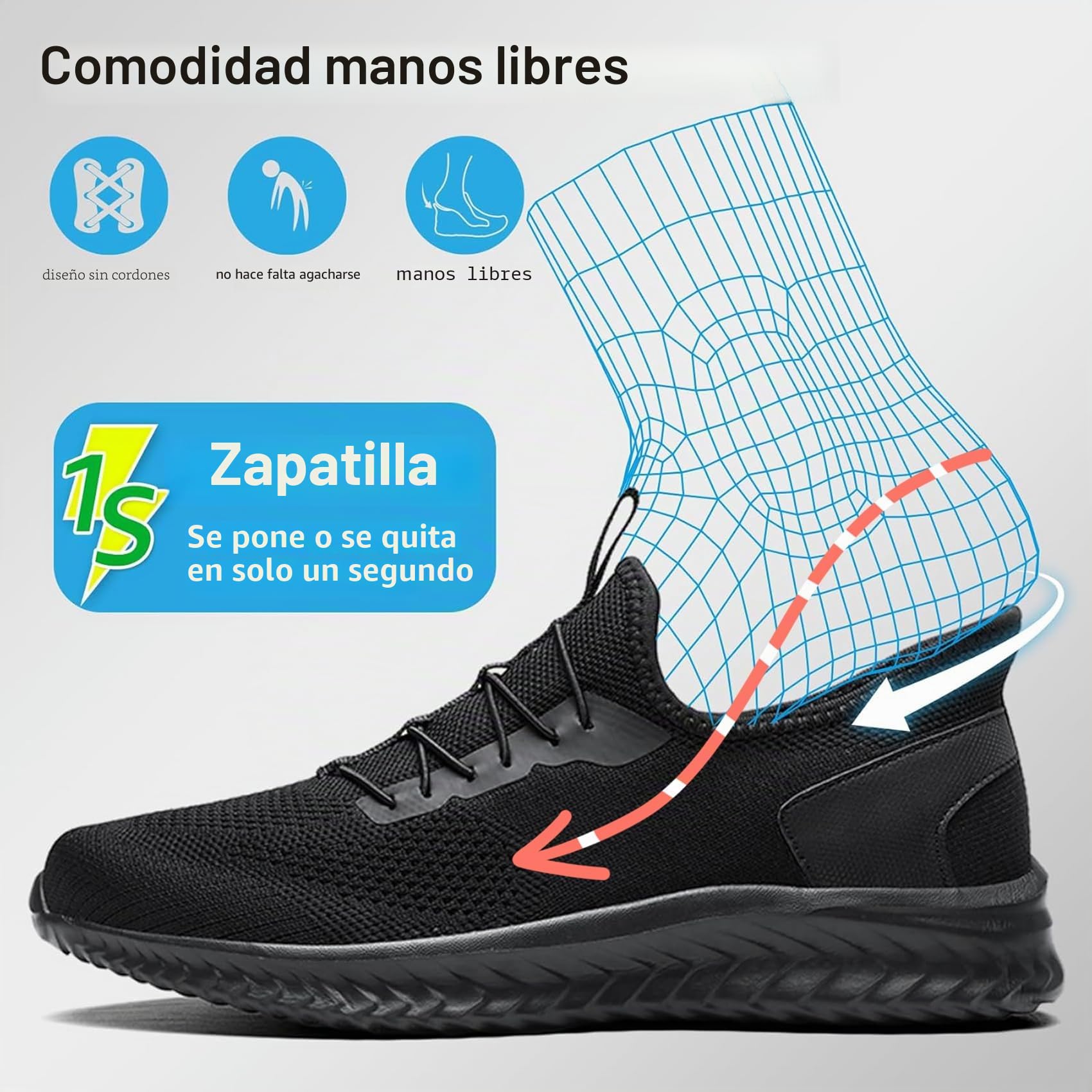 Zapatillas Casual para Hombre Slip On Calzados Deportivo Zapatos de Running Transpirable Ligero Zapatillas de Caminar