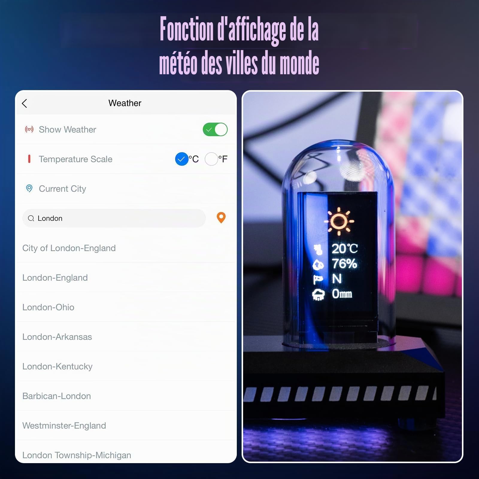 Horloge Nixie Tube LED RGB - 6 Tubes IPS Personnalisables, Horloge Digitale Murale avec Calendrier Numérique et Météo, Réveil Connecté WiFi, Cadeau High-Tech Décoration Bureau Chambre