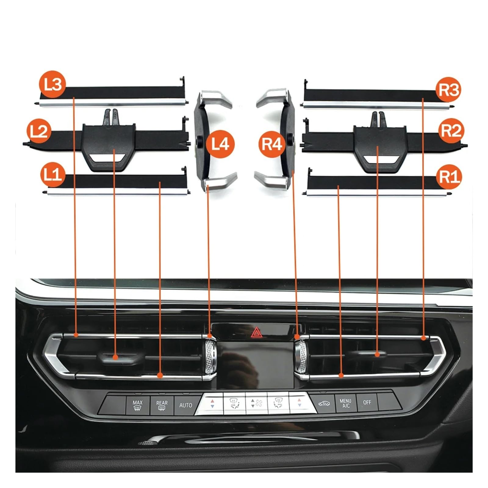 Kit de réparation de grille d'aération centrale avant de voiture pour BMW Série 1 2 3 4 Z4 F40 F44 G20 G26 G28 G29 G01 G02 (Central-L4)