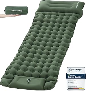 HAUSPROFI Isomatte Camping, Ultraleicht Camping Luftmatratze mit Fußpumpe & Kissen, Aufblasbare Matratze Kompakte und Leichte, Campingmatte für Wandern Strand Outdoor