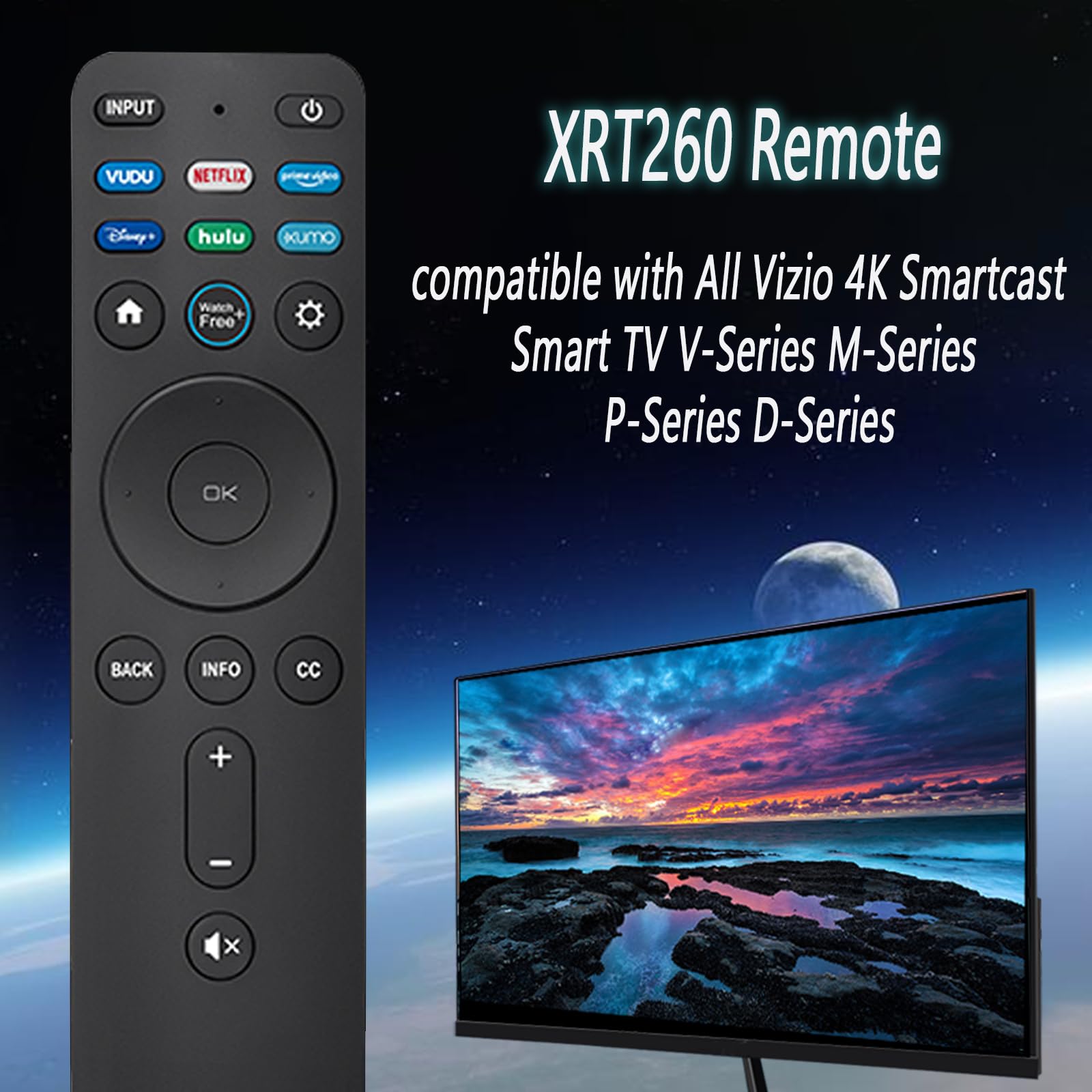 Confezione da 2 telecomandi universali XRT260 per Smart TV Vizio, telecomando compatibile con tutte le Smart TV Vizio 4K Smartcast V-Series M-Series P-Series D-Series con tasti di scelta