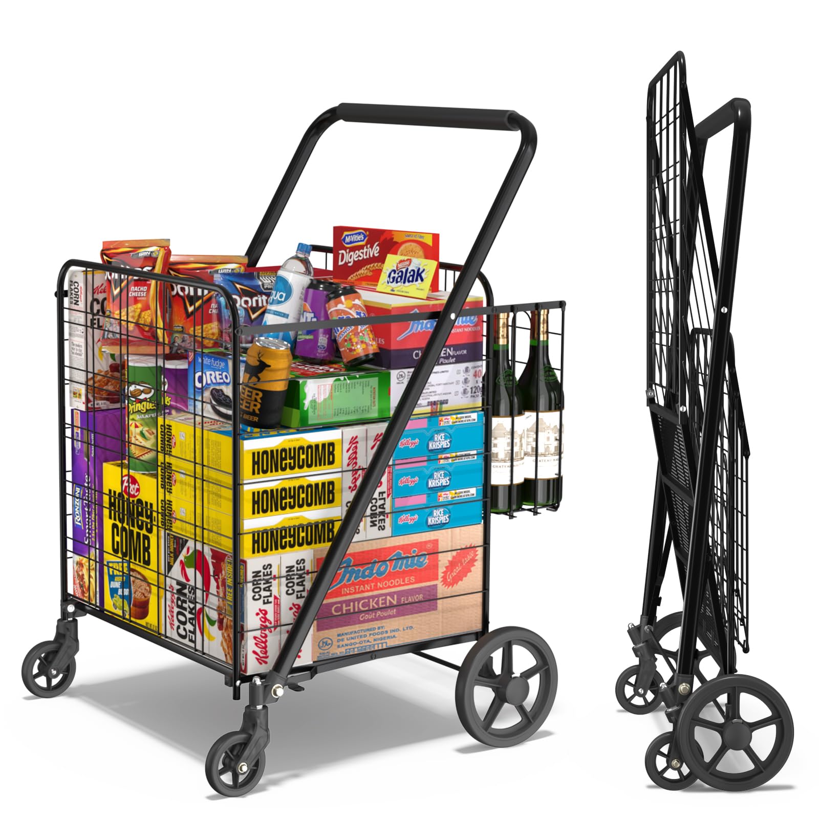 Grocery Trolley Large Capacity Shopping Trolley Folding Shopping