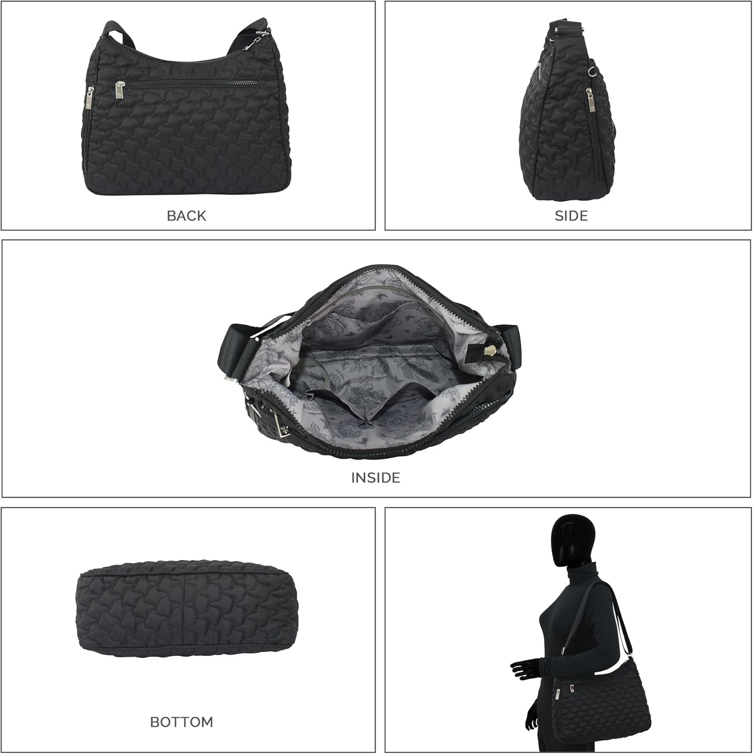 Anuschka Wanderlust Quilted Fabric Collection Women's Vegan Hobo - Image 3