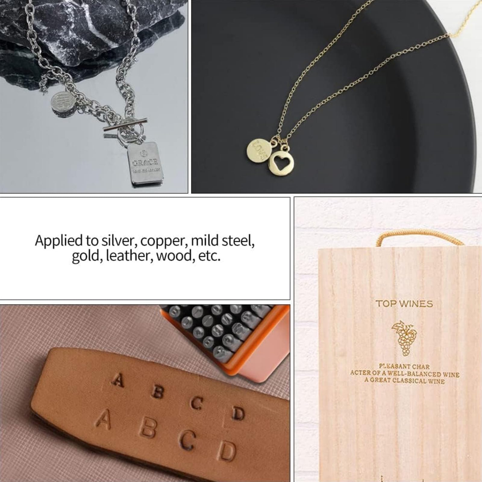 Robusto set strumenti per stampaggio metallo per la creazione gioielli con impugnatura ergonomica e custodia Punzoni in metallo resistenza