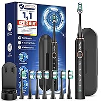 Spazzolino Elettrico Sonico per Adulti - Spazzolino Denti Sonico con 8 Testine e Custodia da Viaggio