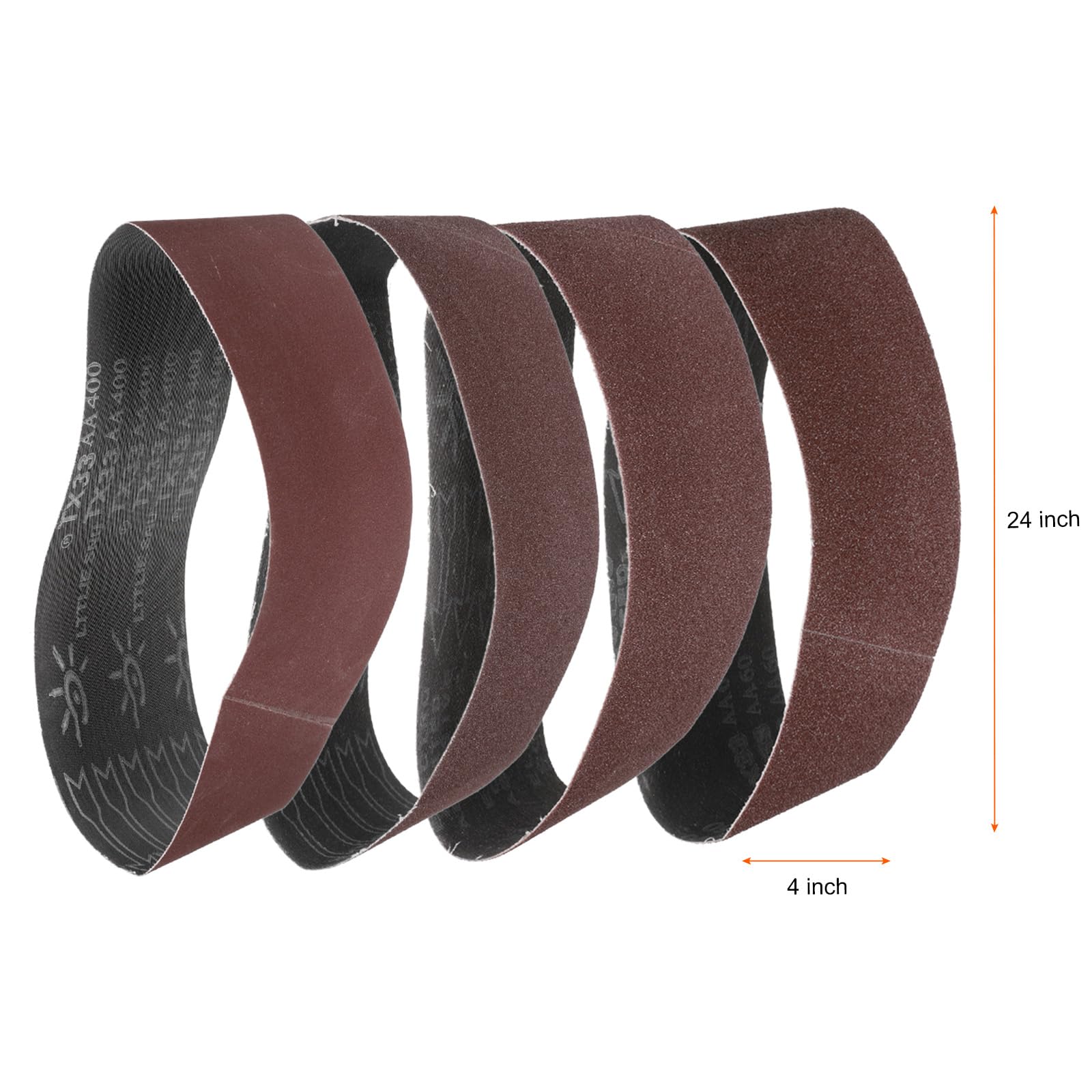 QUARKZMAN 20 Piezas 4 X 24" Bandas De Lija 5 Piezas Cada Una De Grano 40/80/120/240 Óxido De Aluminio Empalme Al Ras Papel De Lija Para Trabajo En Madera Y Reparación Automotriz