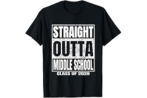 Straight Outta Middle School Class of 2028 - Funny Graduation T-Shirt