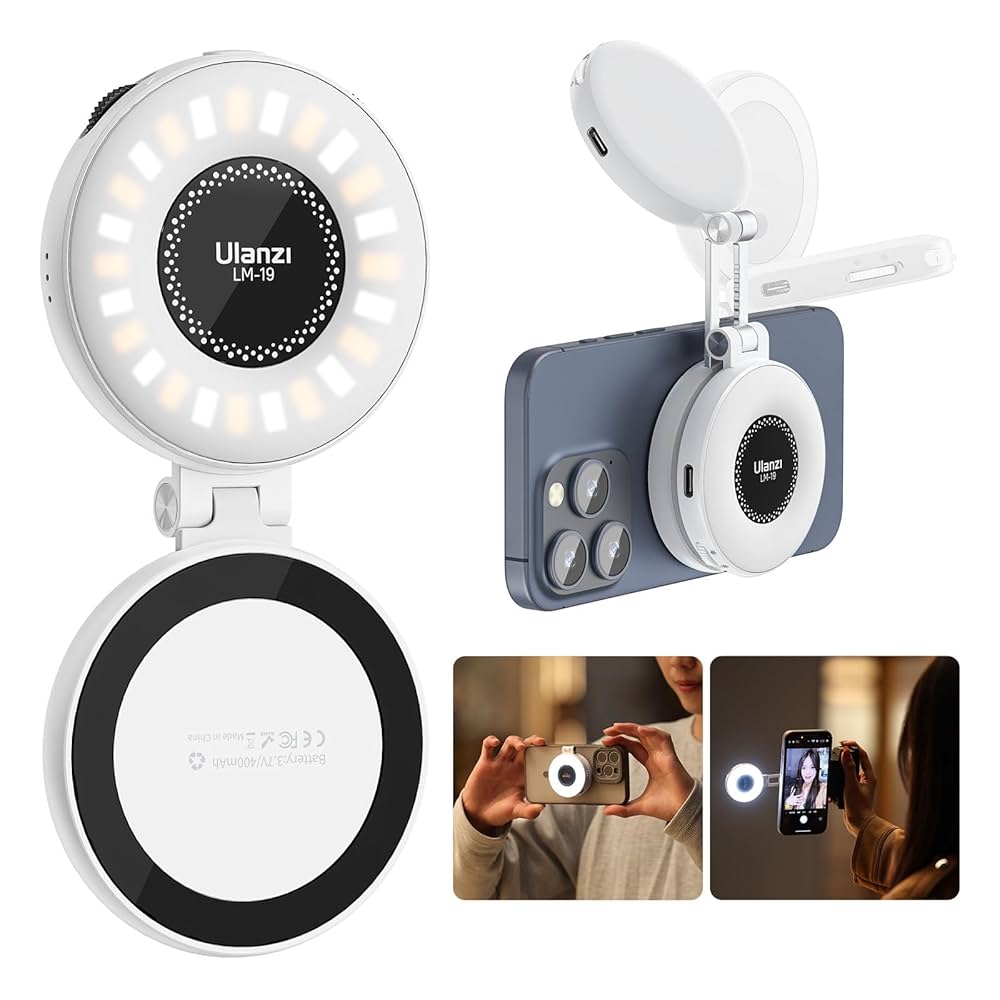 ULANZI U200 スマホ用撮影ライト 8500K 調光可 自撮り・配信向け Amazon | Ulanzi リングライト 自撮りライト MagSafe対応 撮影用