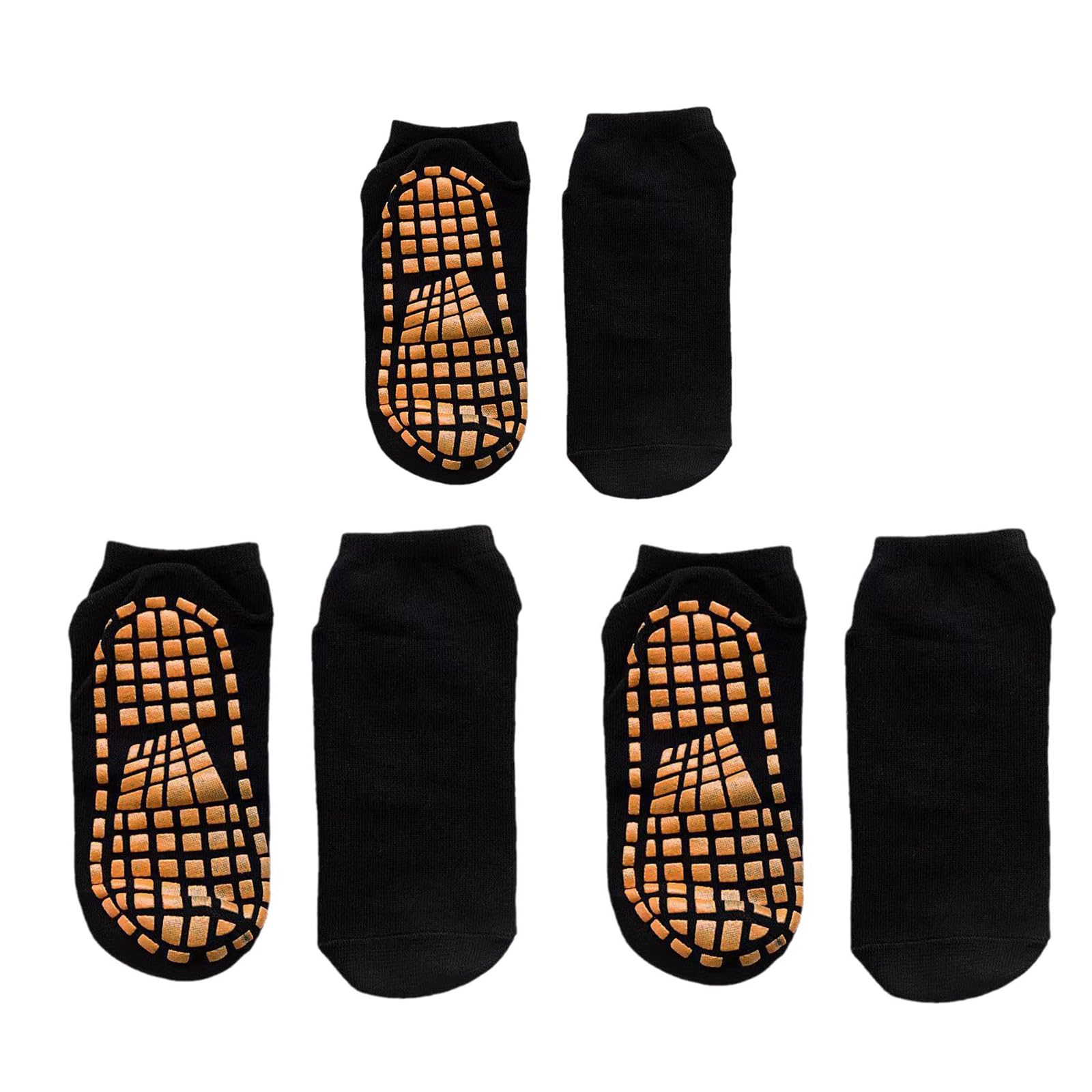THE WHITE SHOP 3pcs Men Non Slip Sticky Grips Socks Tile Wood Floors Skid Workout Yoga Hospital Slipper Socks,Color: Black+black+black (Size : L)