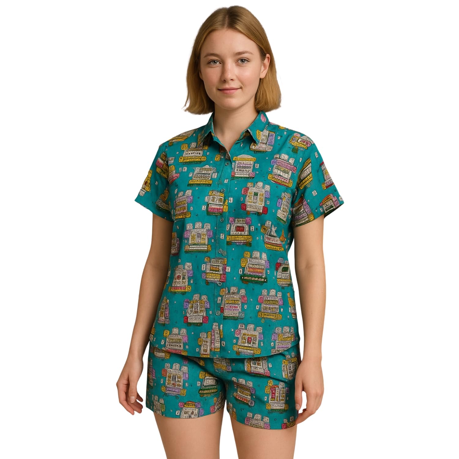 Printed Shirt with Shorts Co-Ord Set for Women, Two-Piece Co-ord Set (Multicolor)-image-39