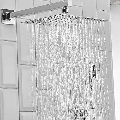 Miniatura 8 de Homevacious Sistema de ducha de oro cepillado, cabezal de ducha de lluvia de 10 pulgadas con rociador de mano montado en la pared para baño,