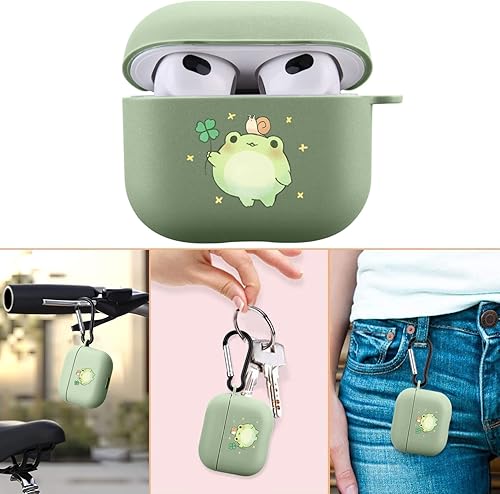 Miniatura 6 de Cute Forg - Funda compatible con AirPods 3 con llavero, diseño de animales de dibujos animados, funda de TPU suave para AirPods de tercera