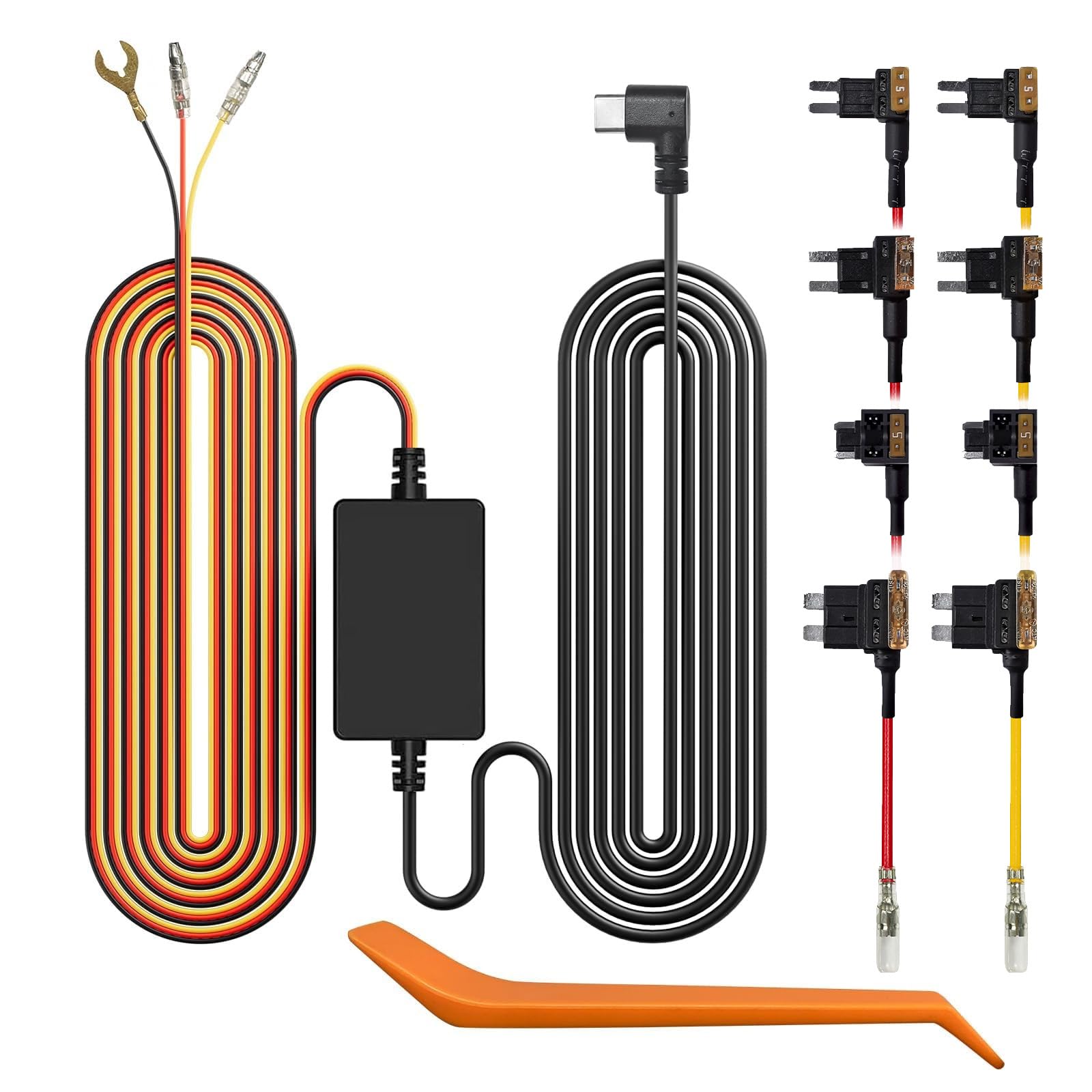 WOLFBOX USB C 4A Acc Hardwire Kit 11 48ft for All WOLFBOX Dash Cams Converting 12V-24V to 5V