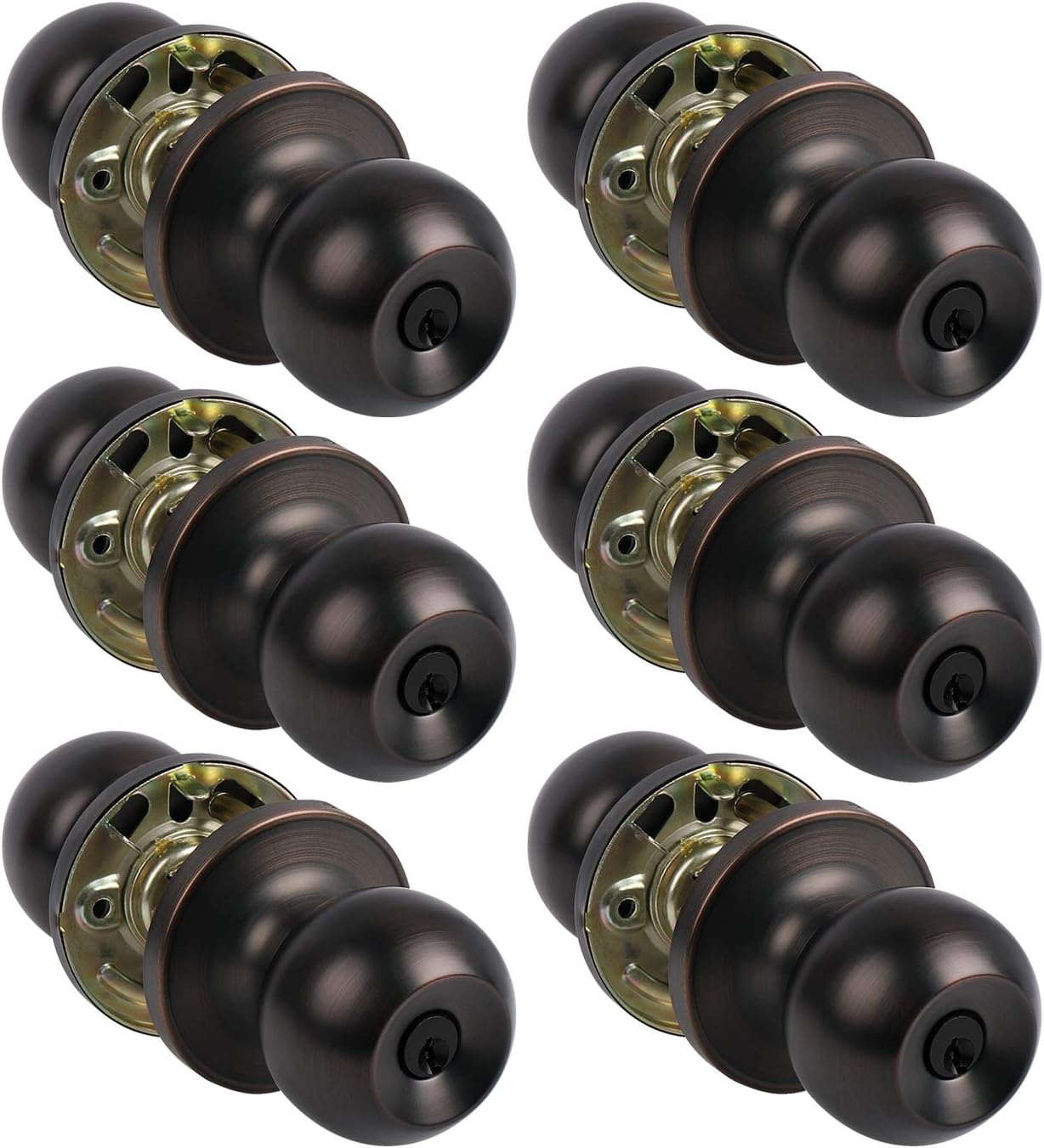 KNOBWELL 6 Pack Keyed Alike Exterior Door Knobs with Oil Rubbed Bronze