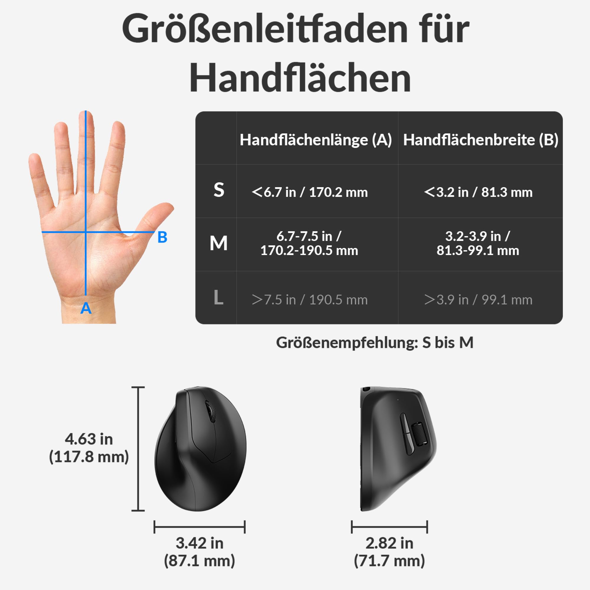 Keychron M5 8K ergonomische Vertikal-Gaming-Maus, 30 000 DPI, 750 IPS, 2,4 GHz/Bluetooth 5,3 / USB-C, 600-mAh-Akku, programmierbar, 8000 Hz kabellos Gaming-Maus für Windows, macOS – Schwarz
