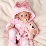 BABESIDE Lifelike Reborn Baby Dolls - 17 Inch Soft Body Realistic-Newborn Baby Doll Girl Blond Curly Hair Real Life Baby Dolls with Gift Box for Kids Age 3+ Collectors