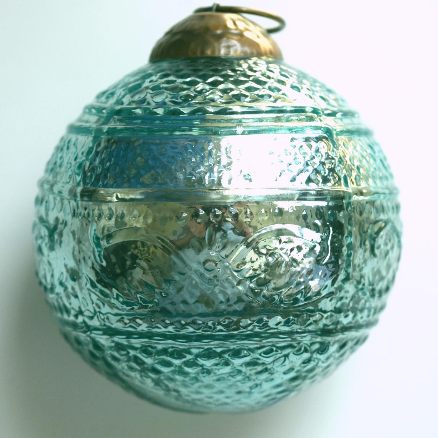 Set of 4 Crystal Blue Mercury Glass Ornaments (3.15