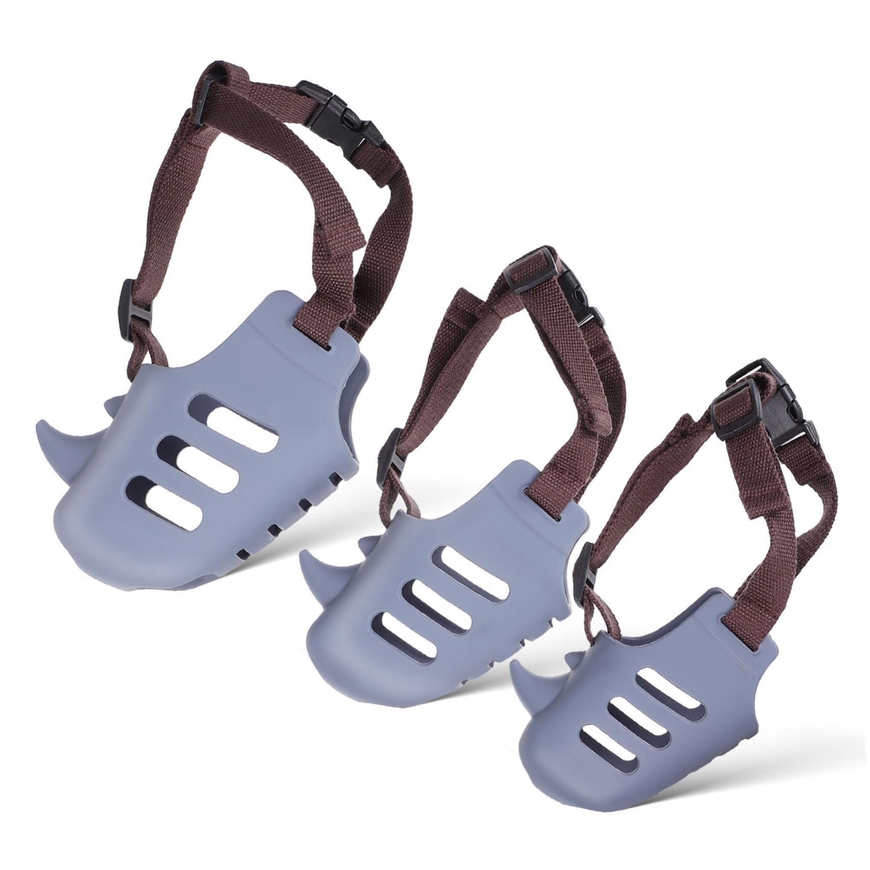HANABASS Set 3 Pezzi Museruola per Cani in Silicone Morbido Regolabile, Museruola per Cane Antimorso e Riduzione Abbaio per Cani di Taglia Piccola e Media