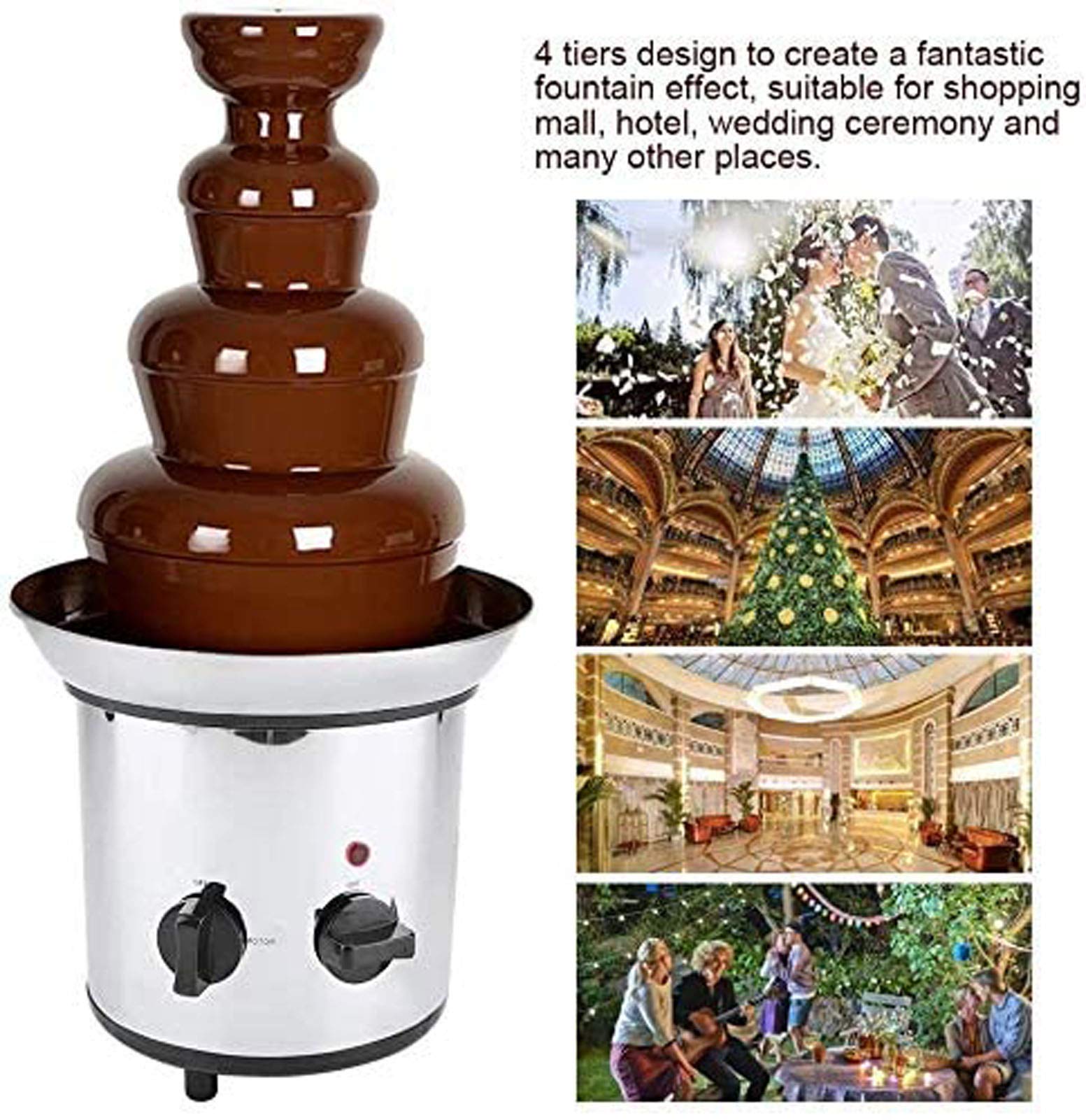 Fontaine à chocolat, mini machine à chocolat électrique à 4 niveaux, pour brunch, fête, Noël, Nouvel An, anniversaire, mariage Fontaine à chocolat, mini machine à chocolat électrique à 4 niveaux, pour brunch, fête, Noël, Nouvel An, anniversaire, mariage