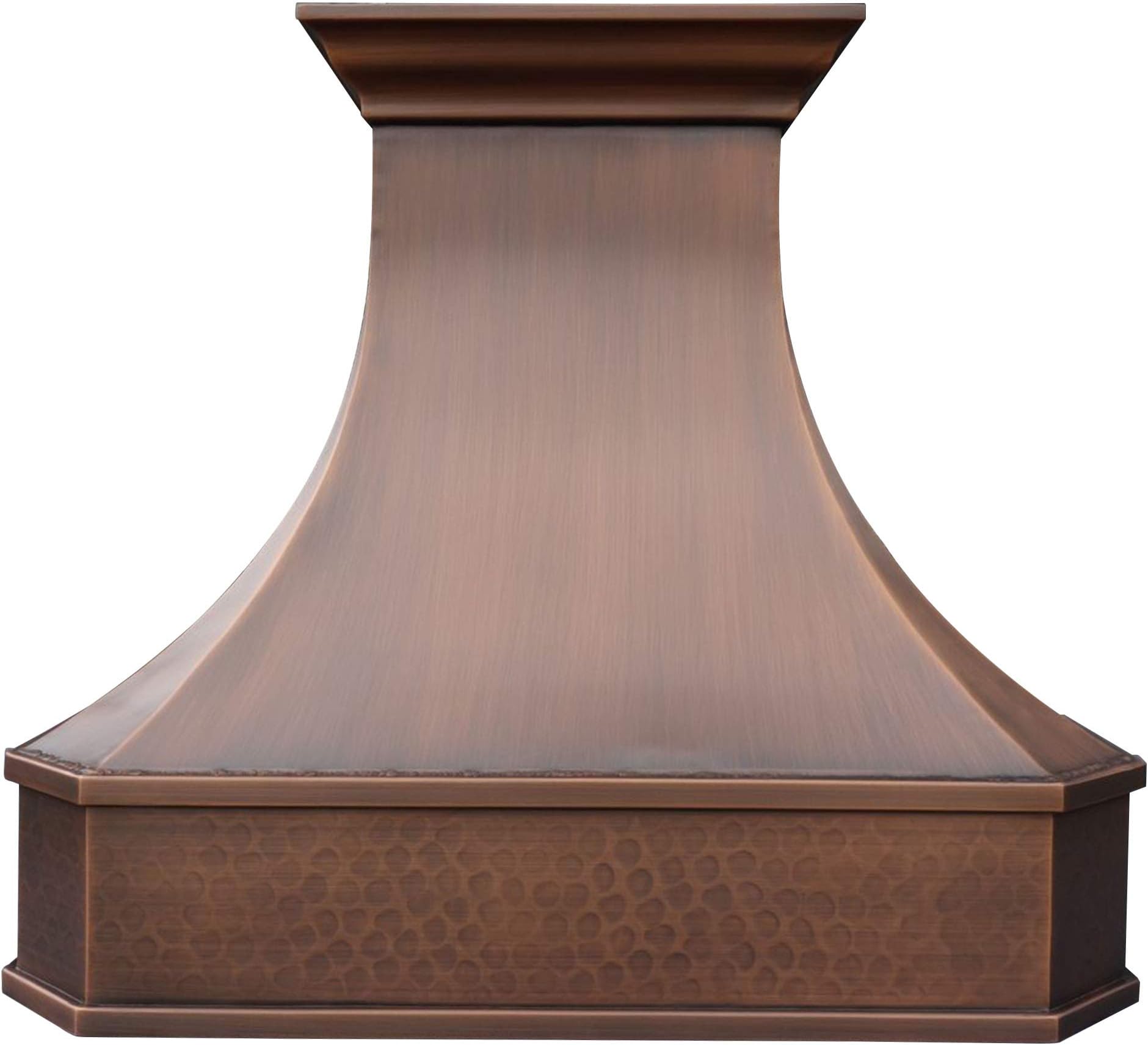 Sinda Copper Range Hood with High Airflow Centrifugal Blower, Includes SUS 304 Liner and Baffle Filter, High CFM Vent Motor, Wall/Island/Ceiling Mount, Width 30,36,42,48 in (W30"xH27" Wall)