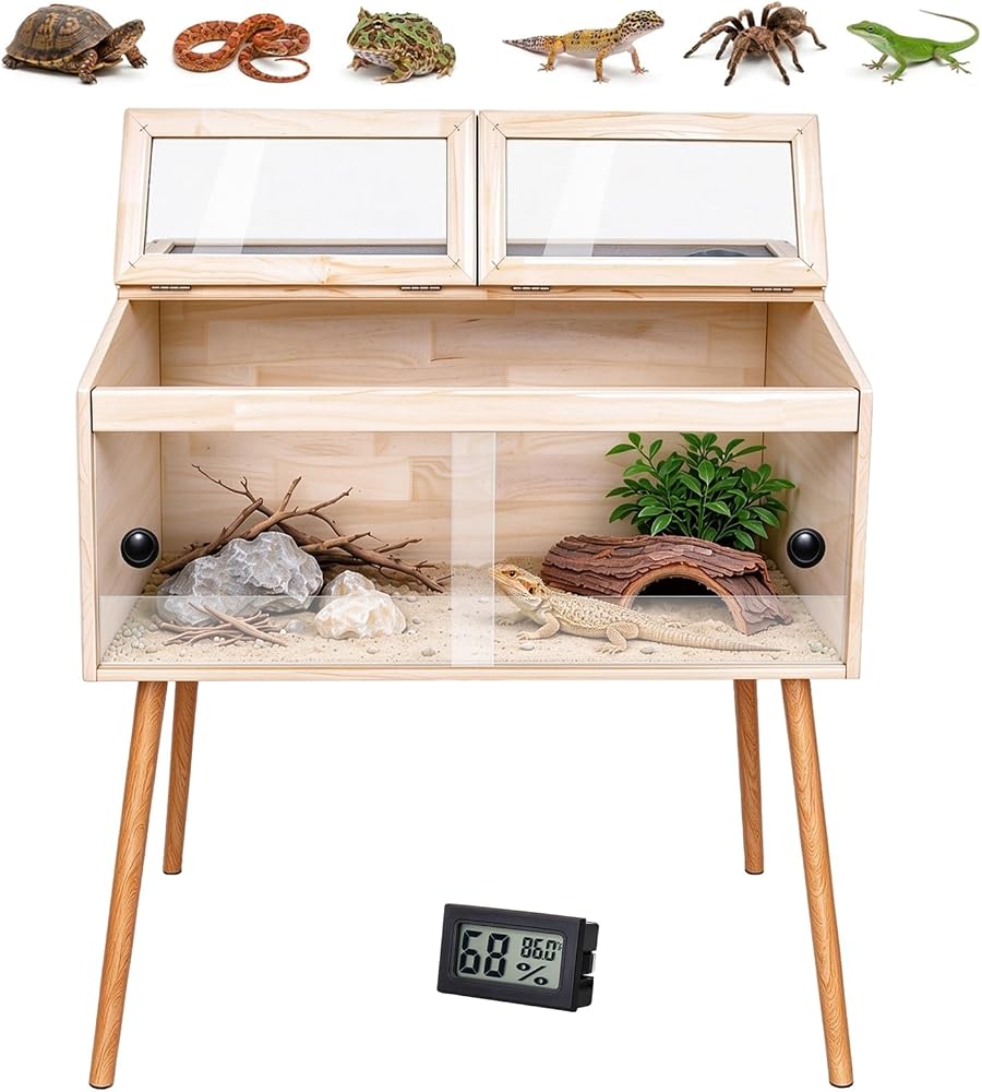 FATMOZ Reptile Terrarium with Leg 31.5x15.7x15.9 Ball Python Tank for Snake/Bearded Dragon/Lizard Reptile Tank with Ventilation Holes Waterproof Liner(33 Gallon) — 사진 1