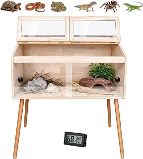 FATMOZ Reptile Terrarium with Leg 31.5x15.7x15.9 Ball Python Tank for Snake/Bearded Dragon/Lizard Reptile Tank with Ventilation Holes Waterproof Liner(33 Gallon)