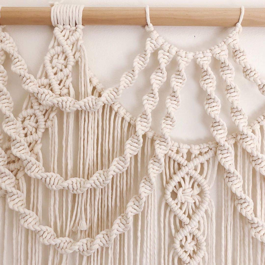 CBXSF Gran Pared Colgante Macramé Decoración de Paredes Bohemias Tapiz de Macramé Encima de la Cabecera Tapices Tejidostelón de Cortina de Boda de macramé,97cm (Anchura) X 70cm (Longitud)