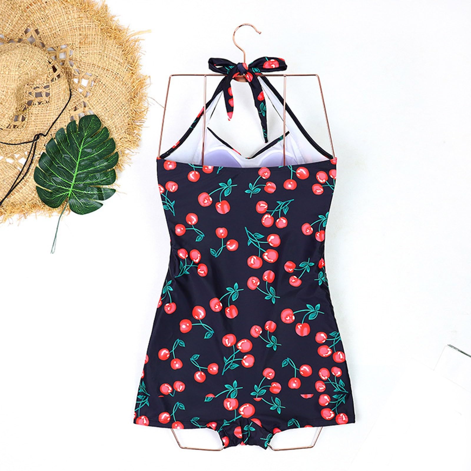 Bañador Mujer Una Pieza Reductor Natacion Shorty Traje de Baño Cuello Halter Bañadores Ropa de Baño Deportivo Espalda Abierta Monokini Sexy Playa Vacaciones Swimsuit