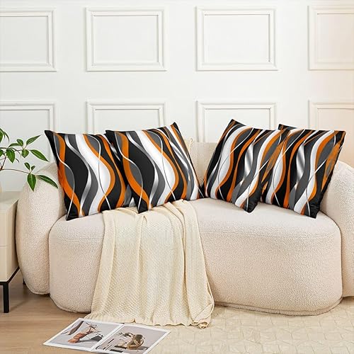 Miniatura 8 de Juego de 2 fundas de almohada geométricas suaves de 22 x 22 pulgadas, fundas de cojín geométricas suaves para sala de estar y dormitorio, fundas