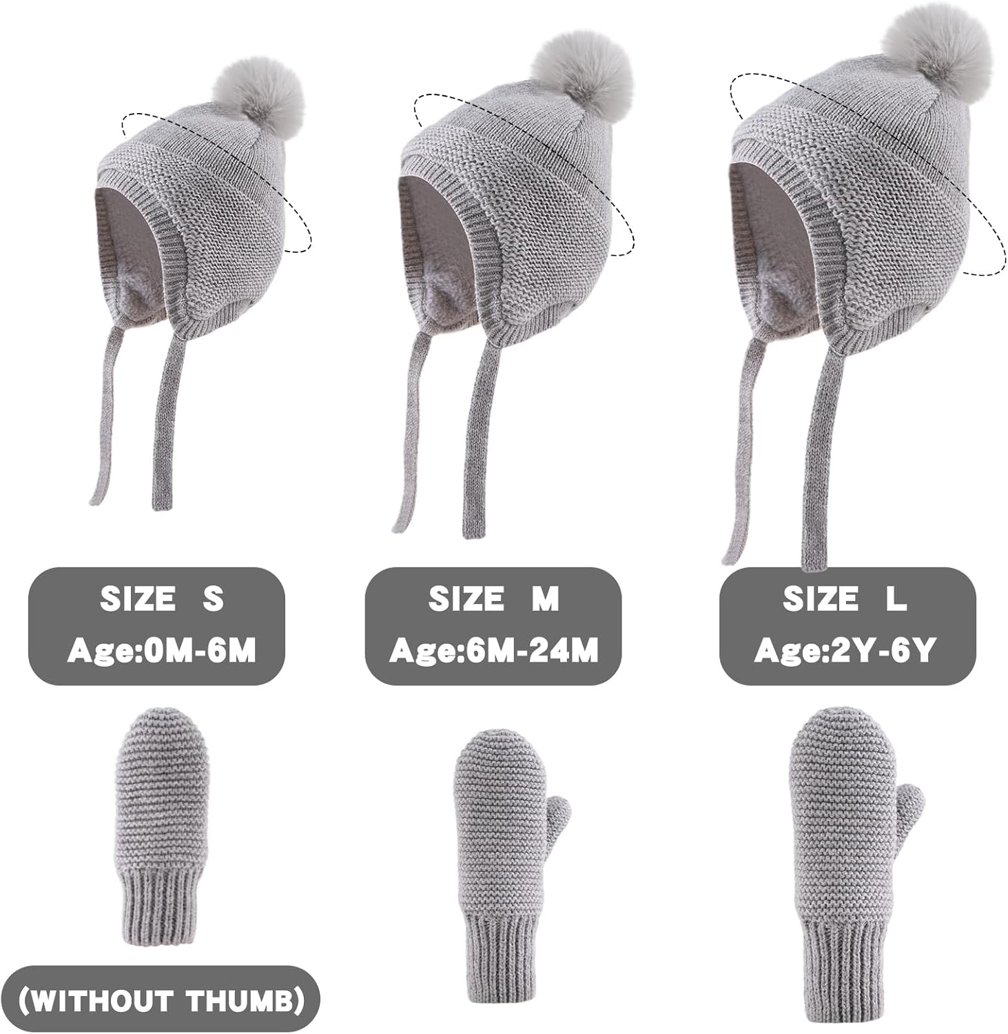 JANGANNSA Basic Winter Baby Boys Beanie Pompom Knitted Girls Hat Kids Earflap Beanies Warm Infant Toddler Hats - Image 6
