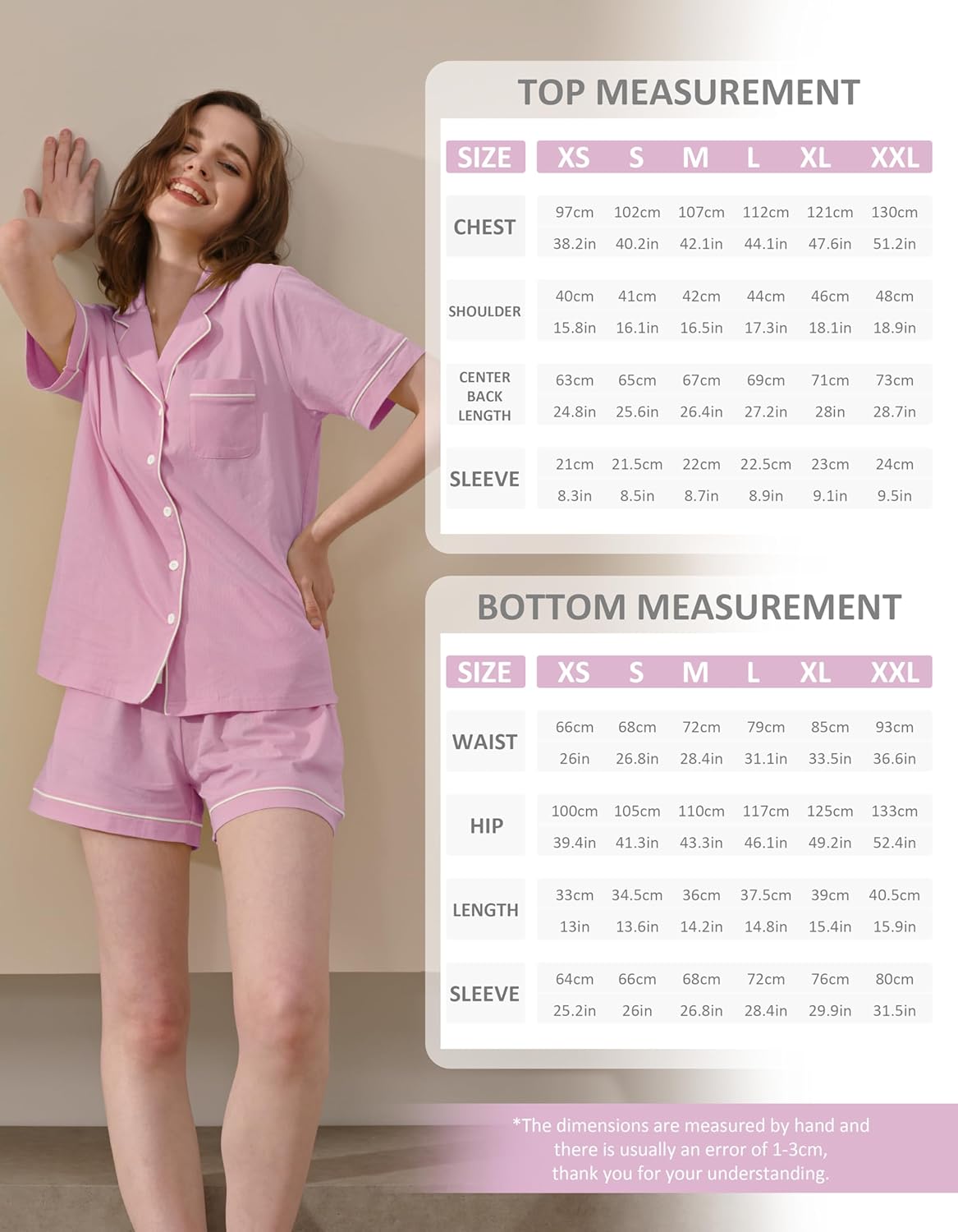 100% Cotton Pajamas for Women Sets 2 Pieces Pjs Button short sleeves with Pockets Soft Sleepwear Loungewear XS-XXL - Image 7