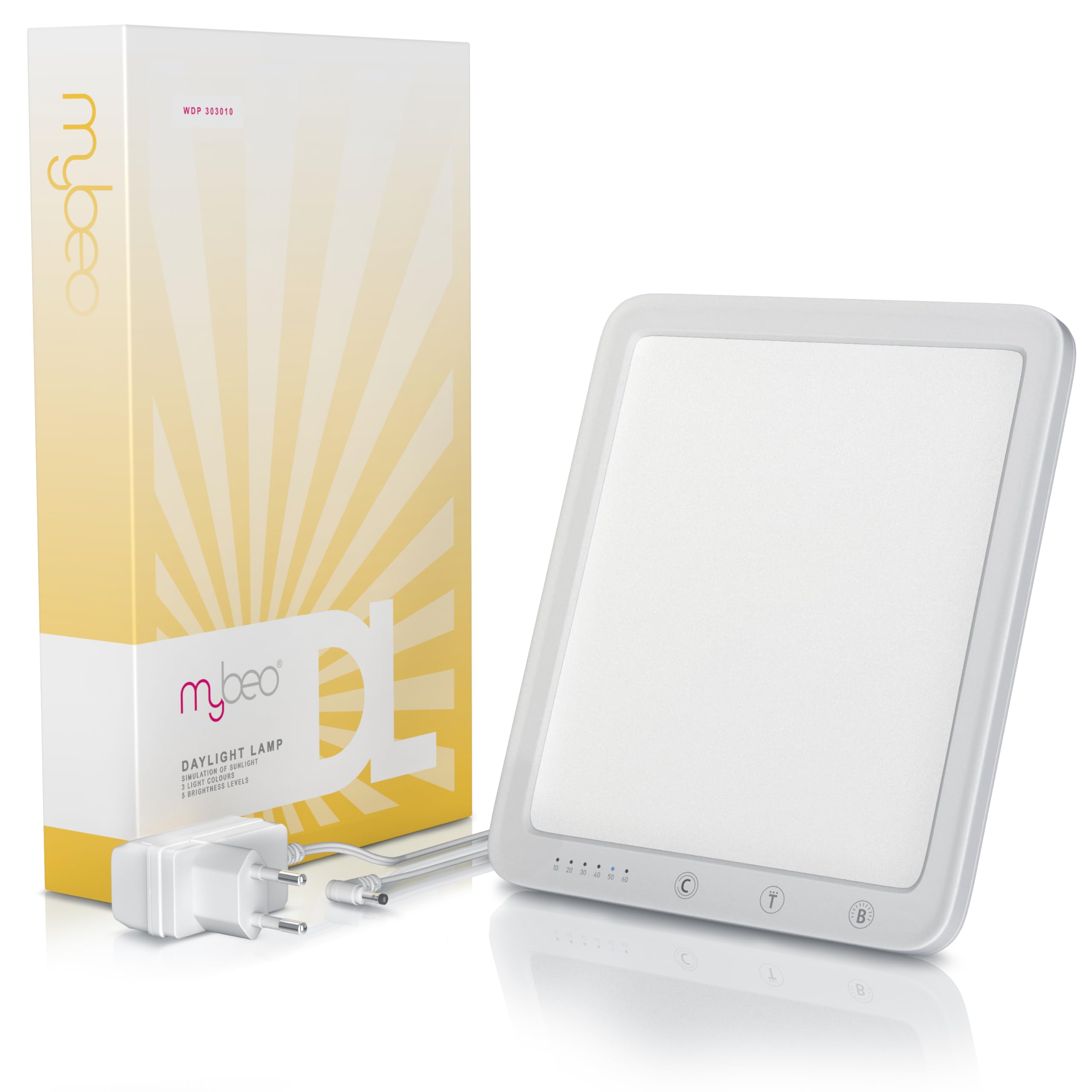CSL Tageslichtlampe 10000 Lux dimmbar LED Lichttherapie Tageslichtleuchte 5 Helligkeitsstufen 3 Lichttemperaturen Timer