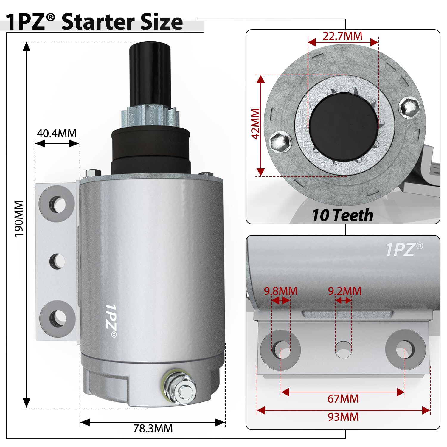 1PZ KK2-ST4 Démarreur de rechange pour Kohler K241 K301 K341 pour John Deere Lawn Tractor Loader 1985-1987 AM31568 AM32789 AM34248 AM3424B AM34888 AM37032 AM37869 AMJ7866 9 SAB0043 41021013 41021084