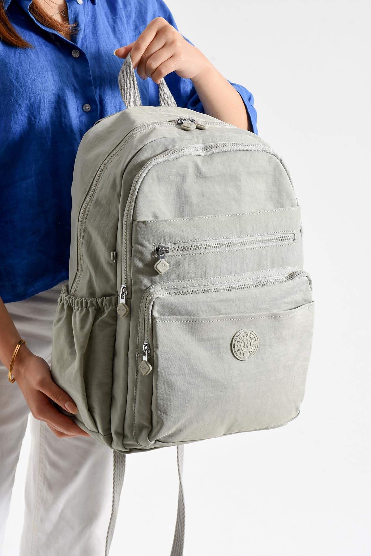 louisiana polo Bolsas Kadın Okul Sırt Çanta Açık Gri 1095