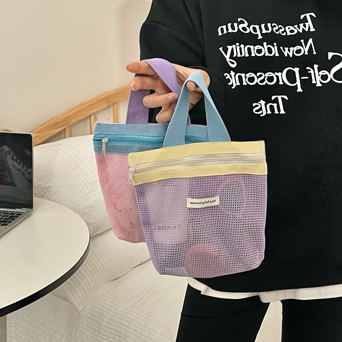 2 Pezzi Borsa da Doccia, Portatile, in Rete, ad Asciugatura Rapida, Borsa da Trasporto per Articoli da Toilette, Nylon Borsa da Doccia ad Asciugatura Rapida, per Campeggio Articoli