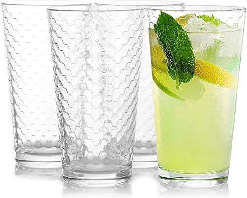 Vista 8 de Circleware Hill Street - Juego enorme de 10 vasos altos para beber, 15.75 onzas, vasos de base pesada para agua, cerveza, jugo, bar, decoración