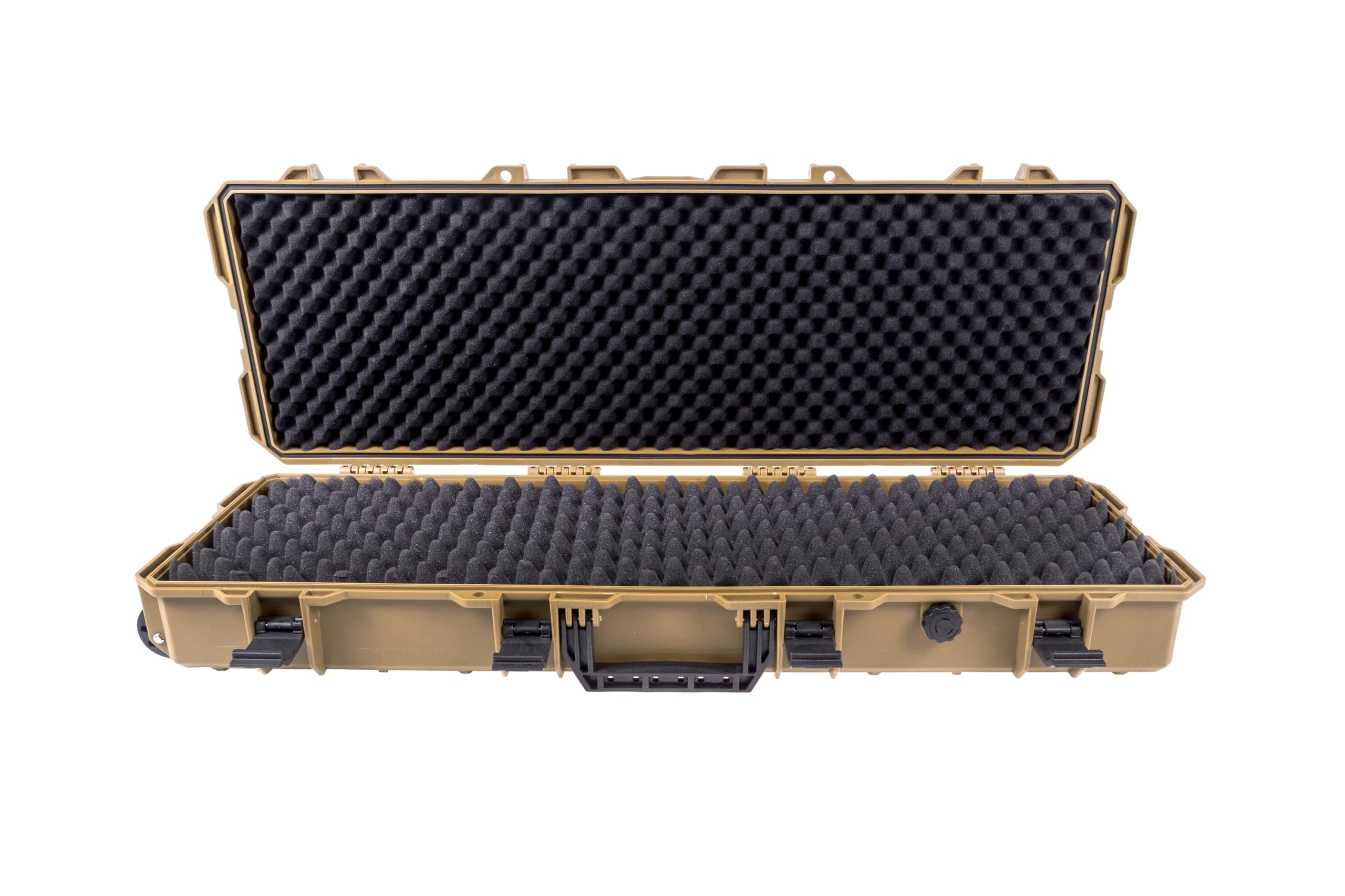 Phylax Waffenkoffer, 100cm, tan aus Kunststoff mit Noppenschaumstoff, wassergeschützt, staubgeschützt, Gewehrkoffer