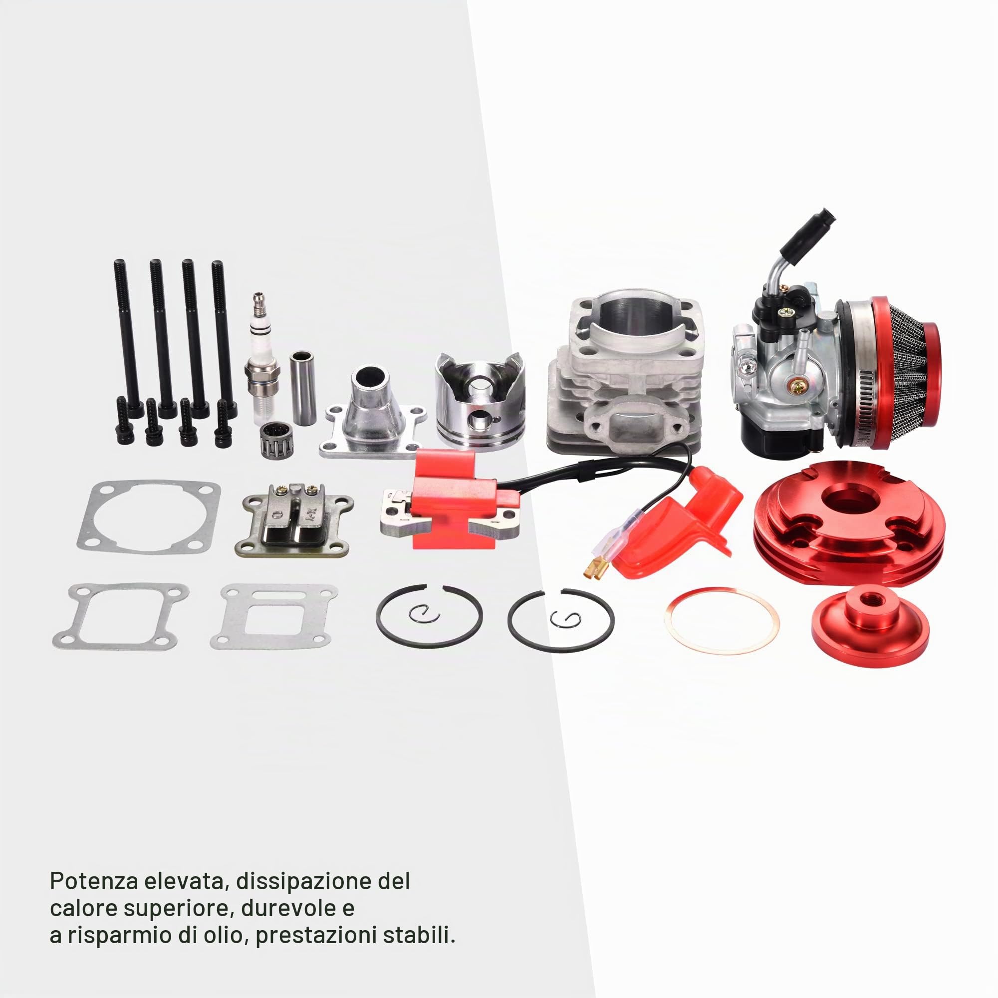 GOOFIT Carburatore 19 Minimoto Cinese con Motore Filtro Aria Cilindro 44mm sostituzione per Decespugliatore 2 Tempi 47cc 49cc Scooter Pit Bike ATV Mini Quad Rosso