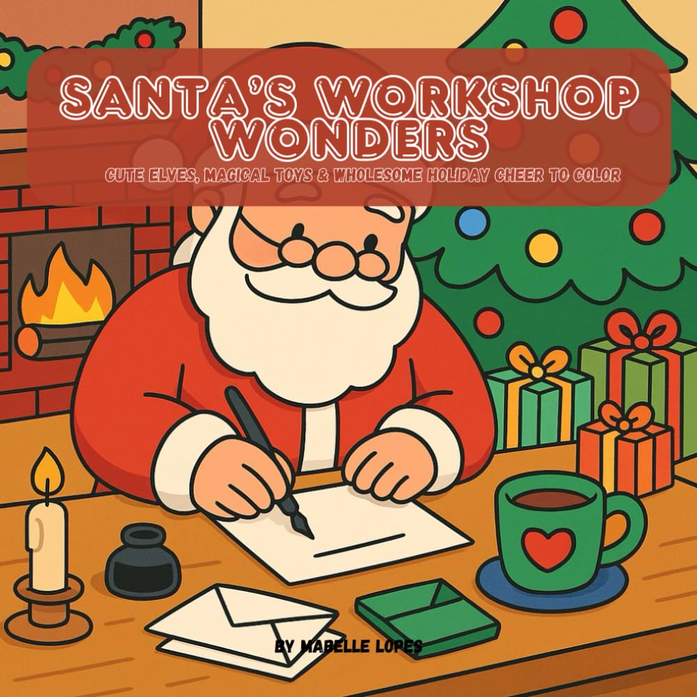 Santa’s Workshop Wonders: A Cute Christmas Coloring Book for All Ages: Adorable Elves, Magical Toys & Cozy Holiday Scenes to Color and Enjoy