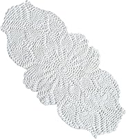 Phantomon Handmade Oval Lace Doilies Crochet Placemats 100% Cotton Vintage Table Runner 23x12 Inch