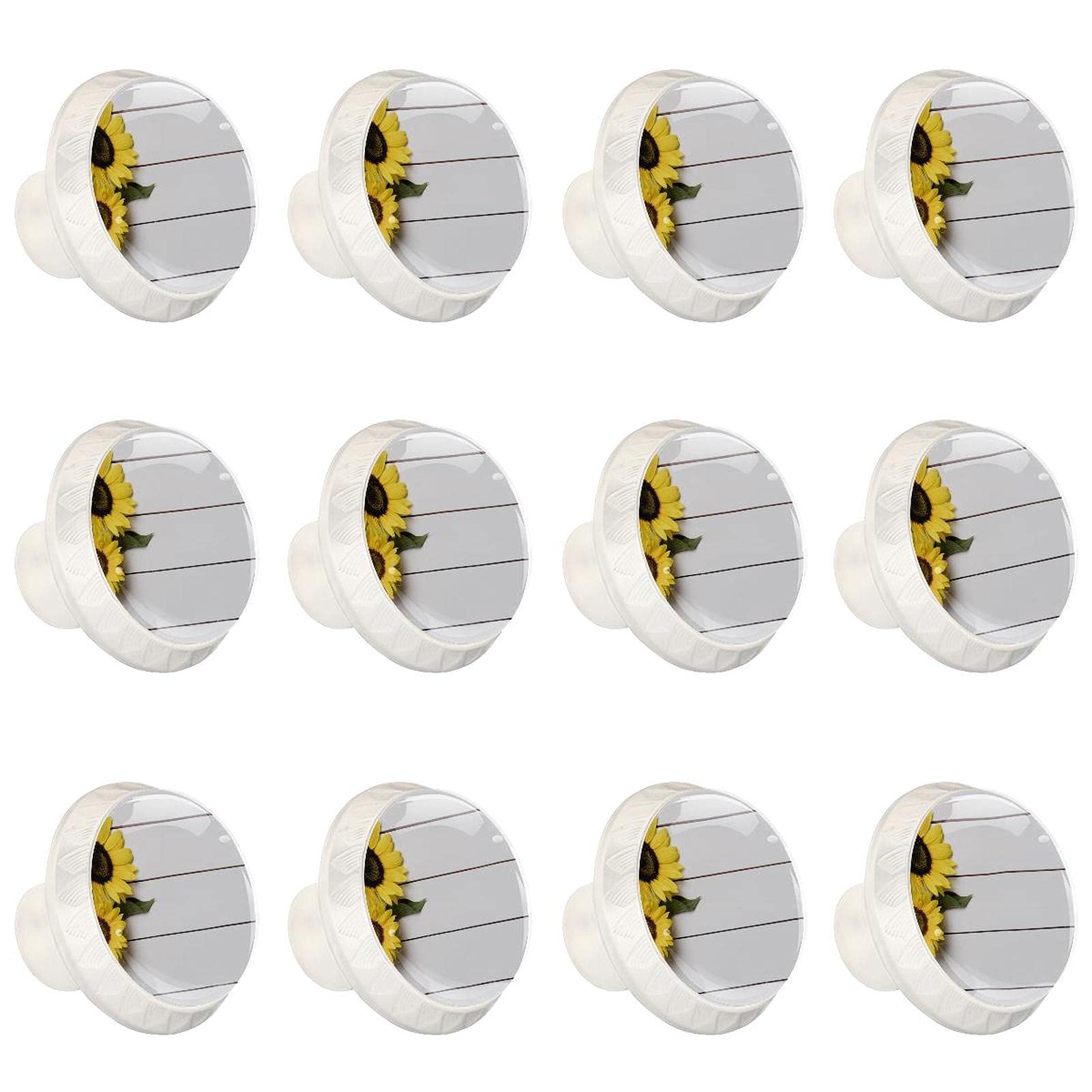Boutons de placard de cuisine ronds Lot de 12 boutons de meubles tournesols
