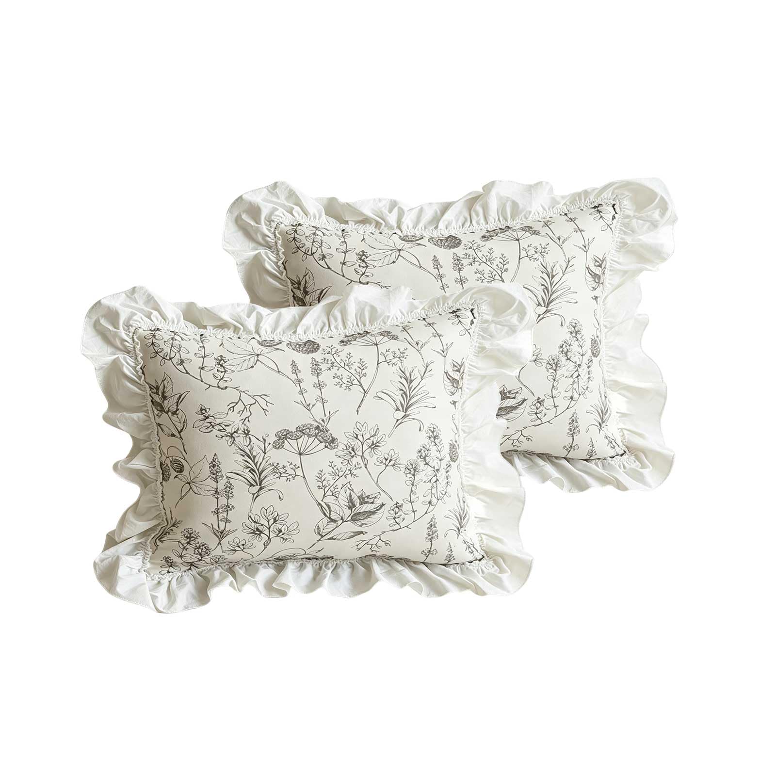 BCCIAPLN vintage Floral ruffle Decorative Throw Pillow Covers Set of 2