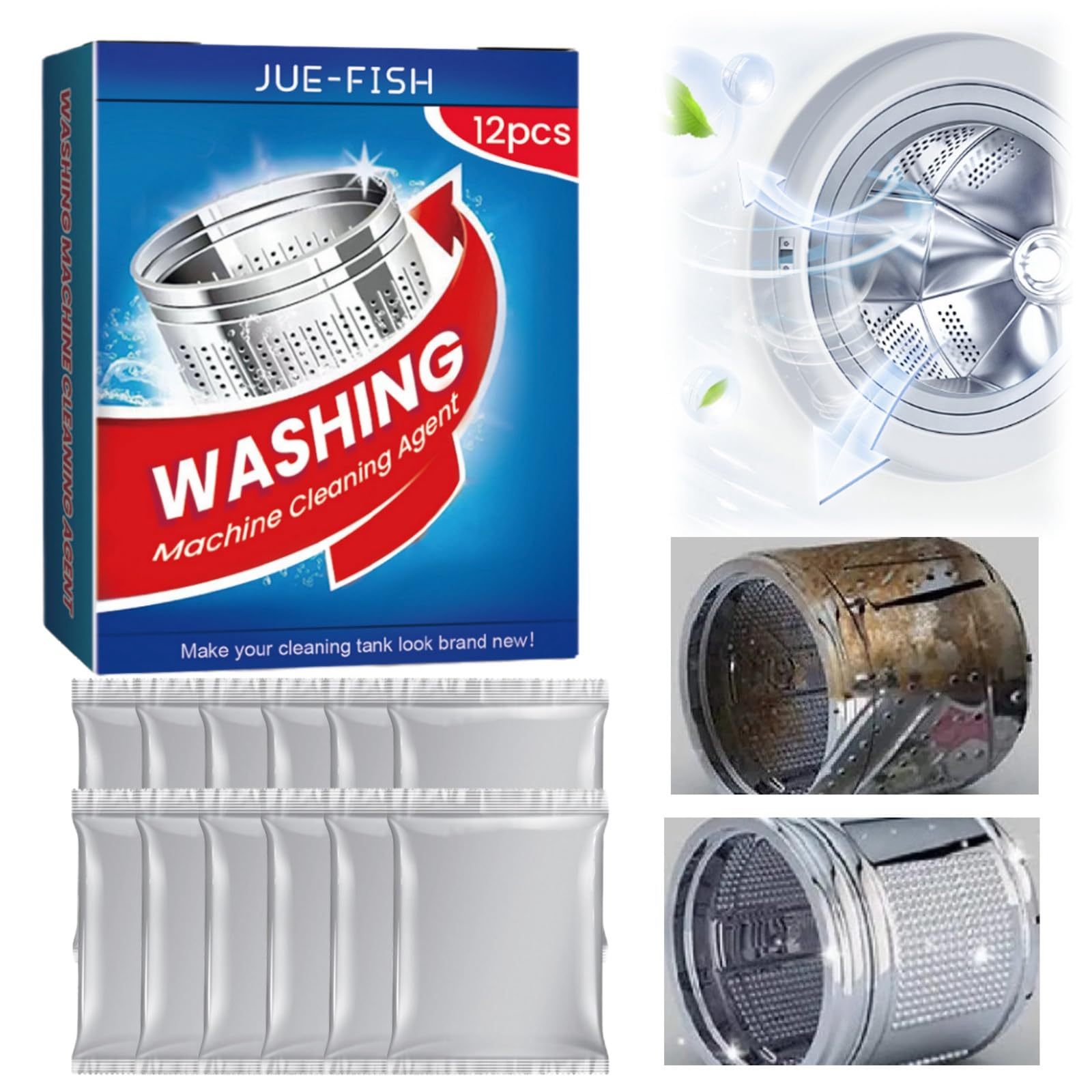 12PCS Washing Machine Cleaner Tablets,Washer Deep Cleaning Tablets,Washing Machine Cleaner Deep Clean,Washing Machine Cleaner & Limescale Remover,Washing Machine Descaler,Washing Machine Unblocker